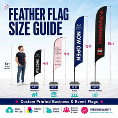 Custom Advertising Feather Flag Customized Logo Text, Full Printed Outdoor Business Banner