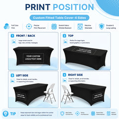 Custom Printed Stretch Table Cloth, Spandex Table Cover with Logo, Trade Show Booth Event