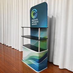 Custom Aluminum Trade Show Display Counter with Shelves, Portable Booth Stand