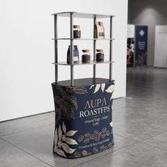 Custom Aluminum Trade Show Display Counter with Shelves, Portable Booth Stand