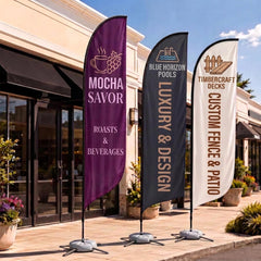 Custom Advertising Feather Flag Customized Logo Text, Full Printed Outdoor Business Banner