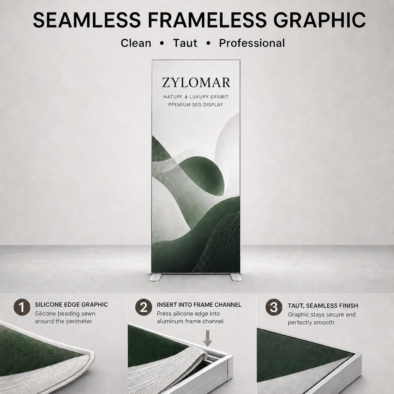 Modular SEG Lightbox Wall Frameless LED, Tension Fabric Trade Show Booth Display, Portable Backlight