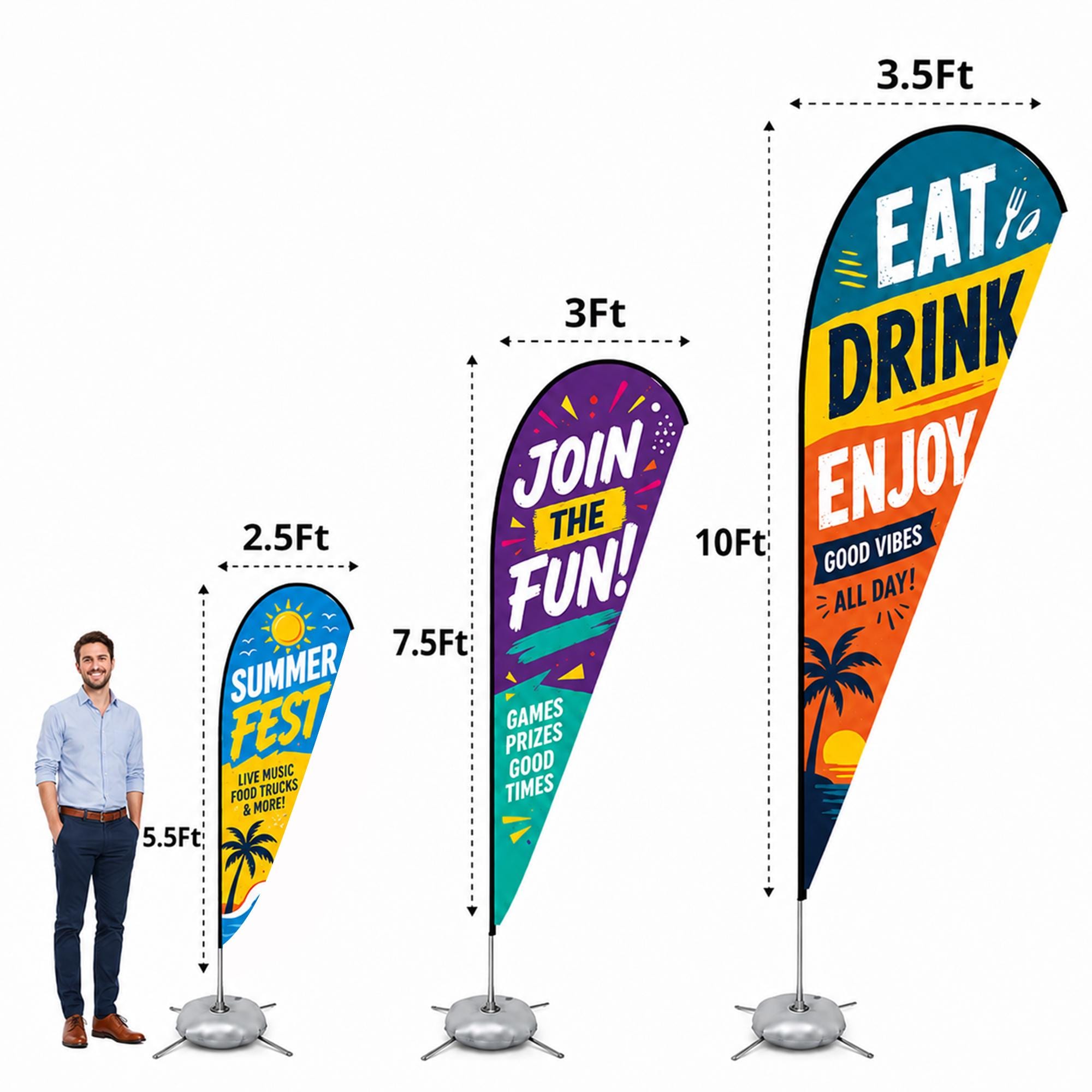 Custom Teardrop Flag, Full Print Personalized Advertising Banner for Business Outdoor Events, Trade Show