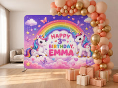 Custom Kids Birthday Backdrop Display, Personalized Party Banner with Aluminum Frame