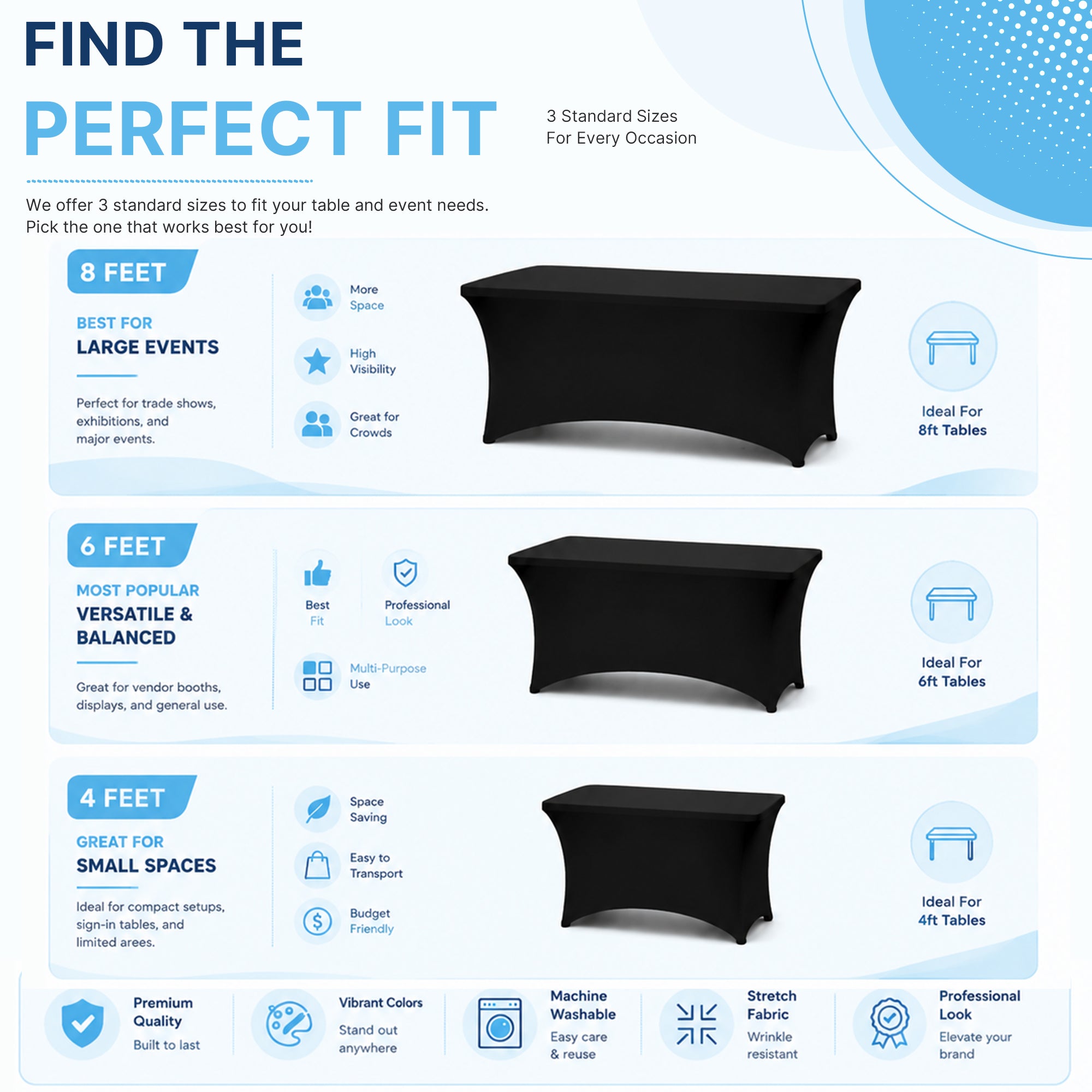 Custom Printed Stretch Table Cloth, Spandex Table Cover with Logo, Trade Show Booth Event
