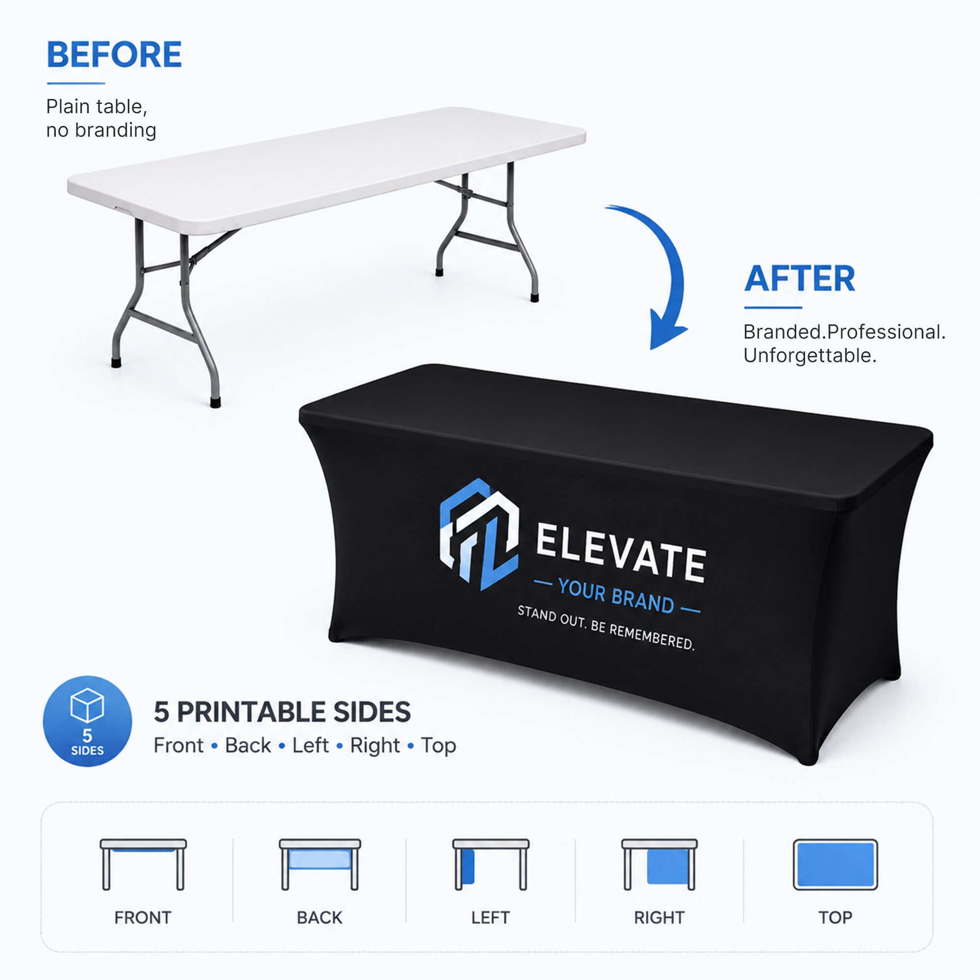 Custom Printed Stretch Table Cloth, Spandex Table Cover with Logo, Trade Show Booth Event