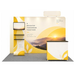 Customisable 10x10 Portable Aluminium Display Stand with Dye-Sublimation Printed Pillowcase Backdrop for Trade Exhibitions