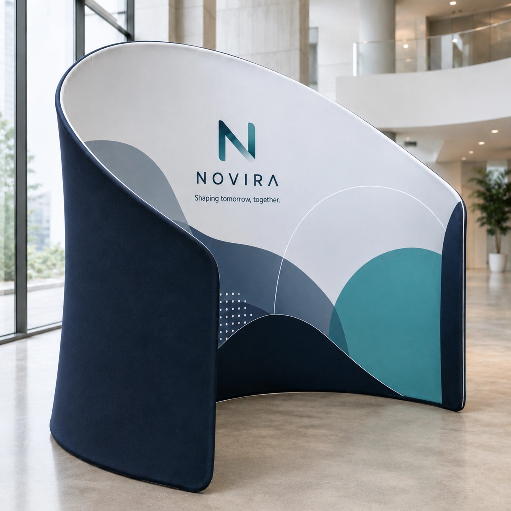 Custom Tubular Backdrop, Curved Tension Fabric Display, Large Format Trade Show Wall, 90x48 Inch