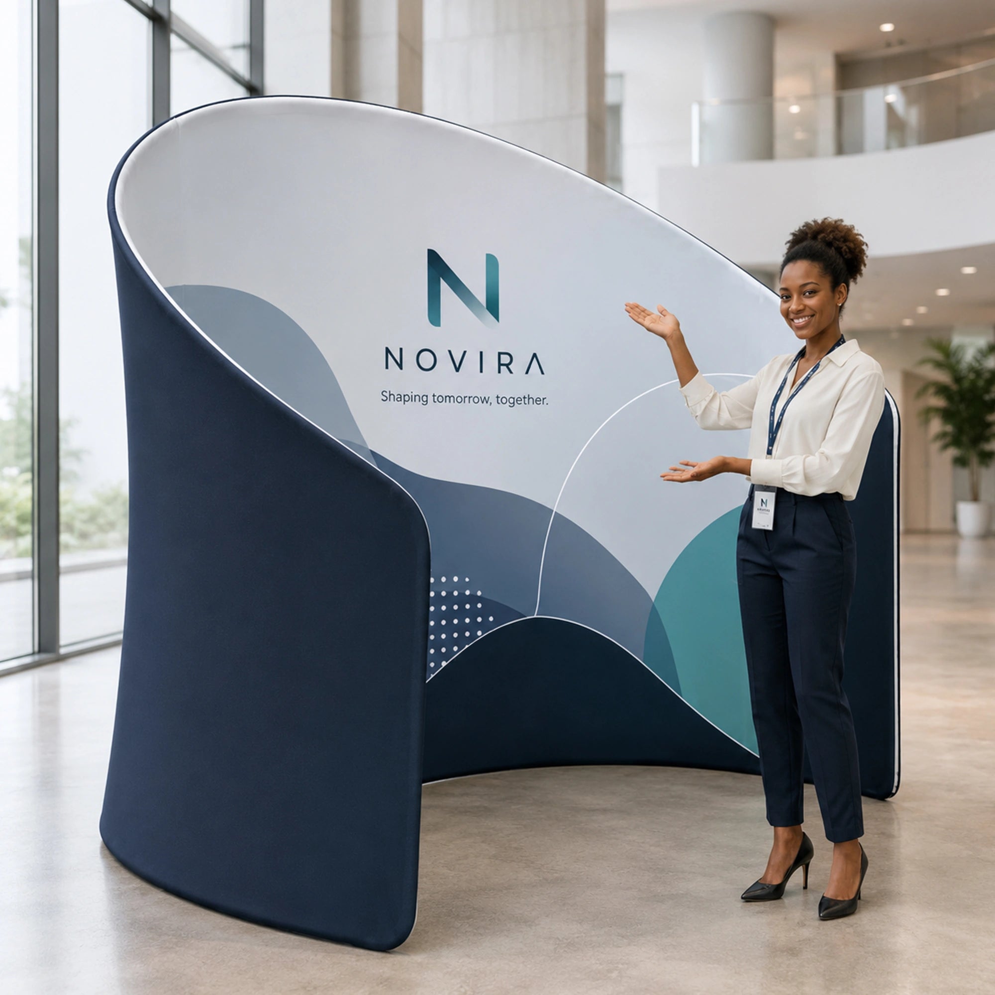 Custom Tubular Backdrop, Curved Tension Fabric Display, Large Format Trade Show Wall, 90x48 Inch