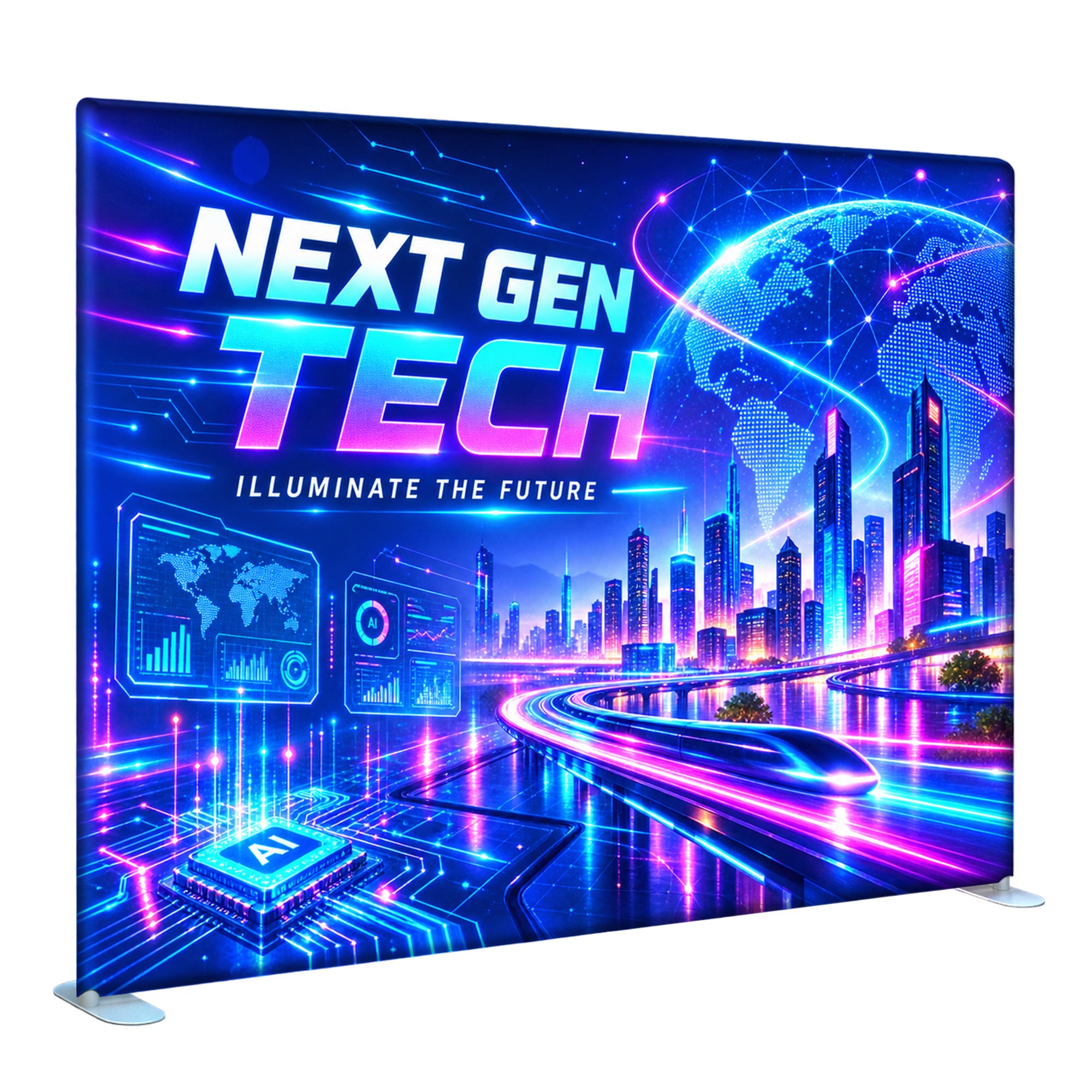 Custom LED Lightbox Display, Tension Fabric Trade Show Backdrop, Business Banner Signage