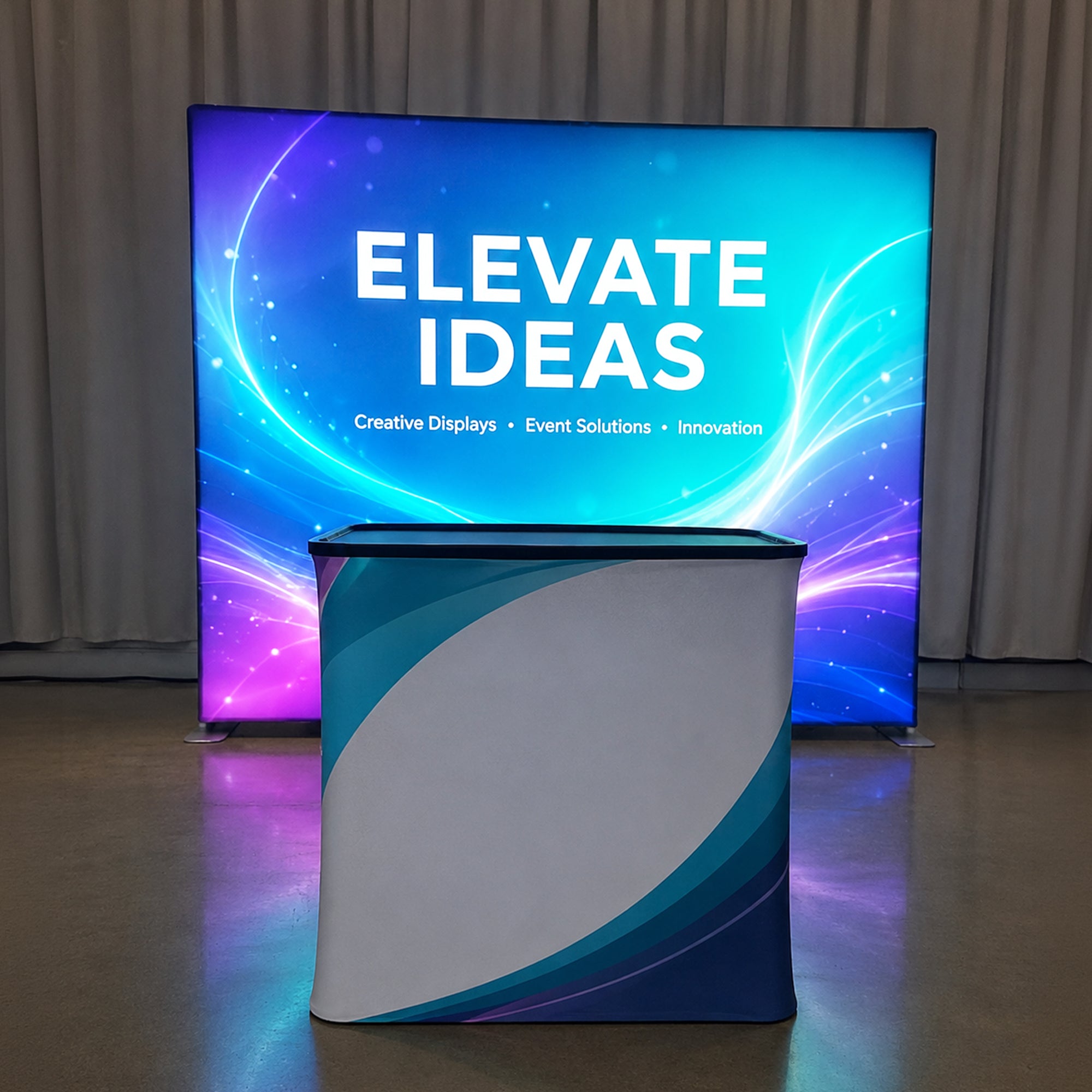 Custom LED Lightbox Display, Tension Fabric Trade Show Backdrop, Business Banner Signage