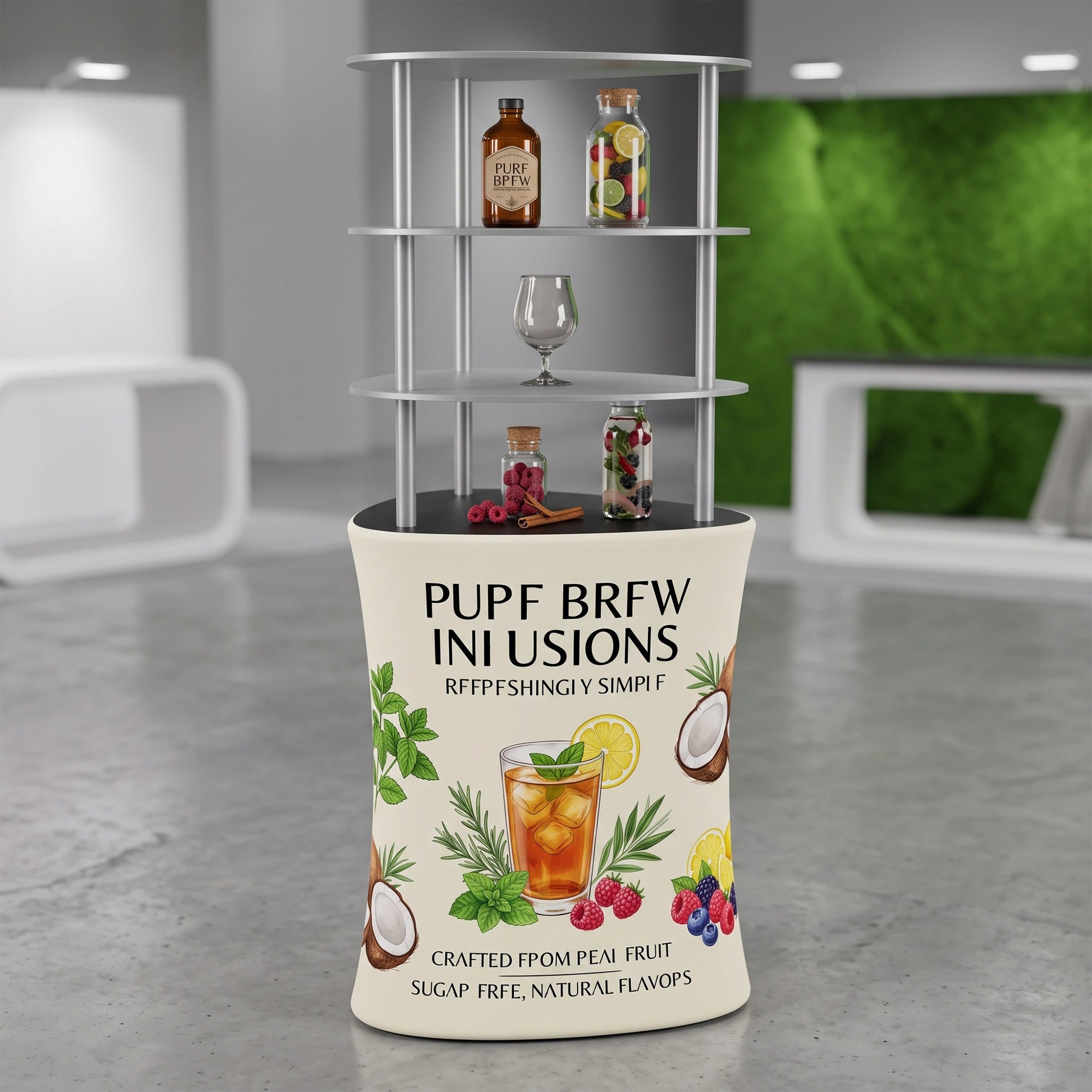 Custom Aluminum Trade Show Display Counter with Shelves, Portable Booth Stand