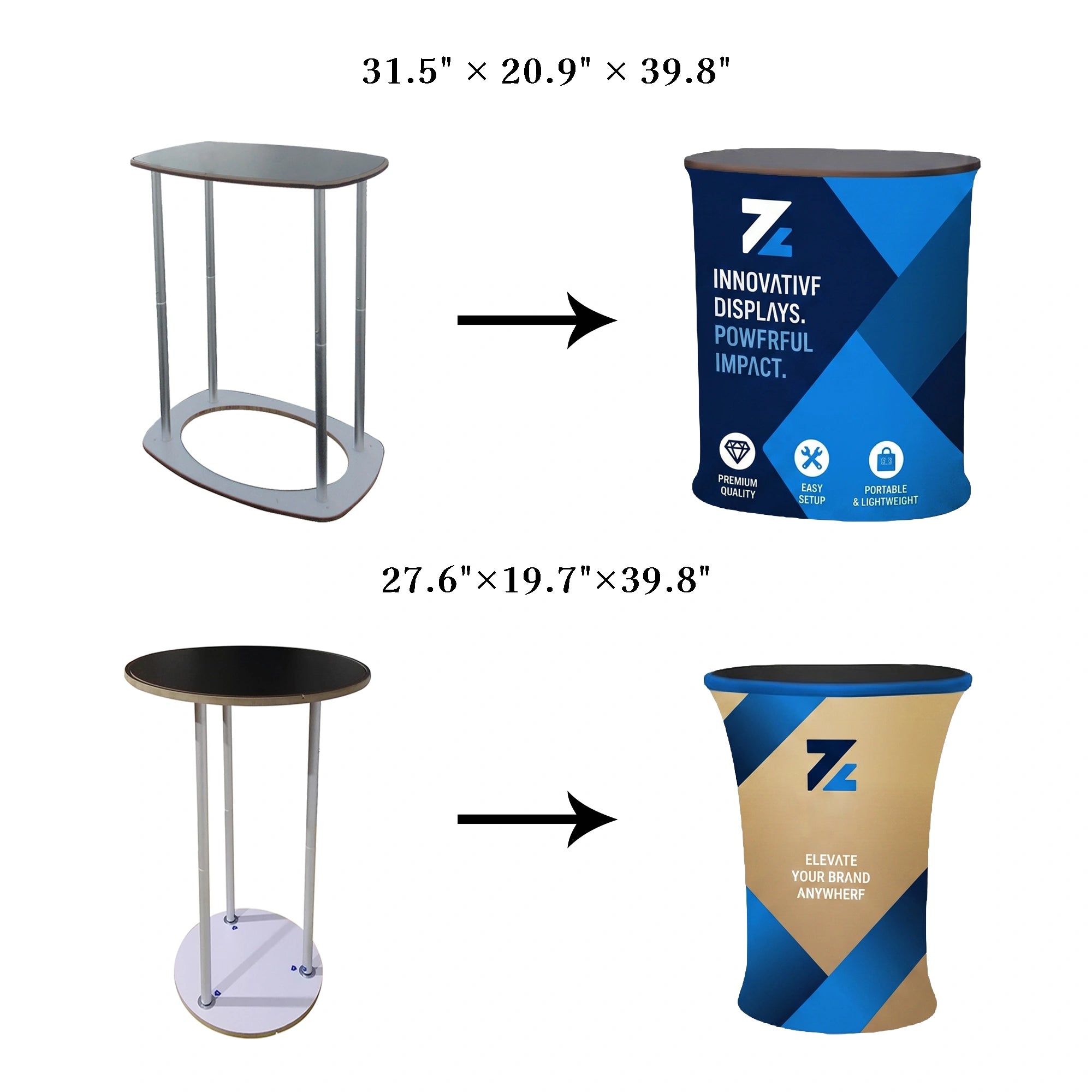 Custom Tension Fabric Podium, Trade Show, Hard Case, Business Marketing, Event Signage, Display