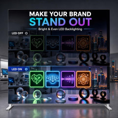 Modular SEG Lightbox Wall Frameless LED, Tension Fabric Trade Show Booth Display, Portable Backlight