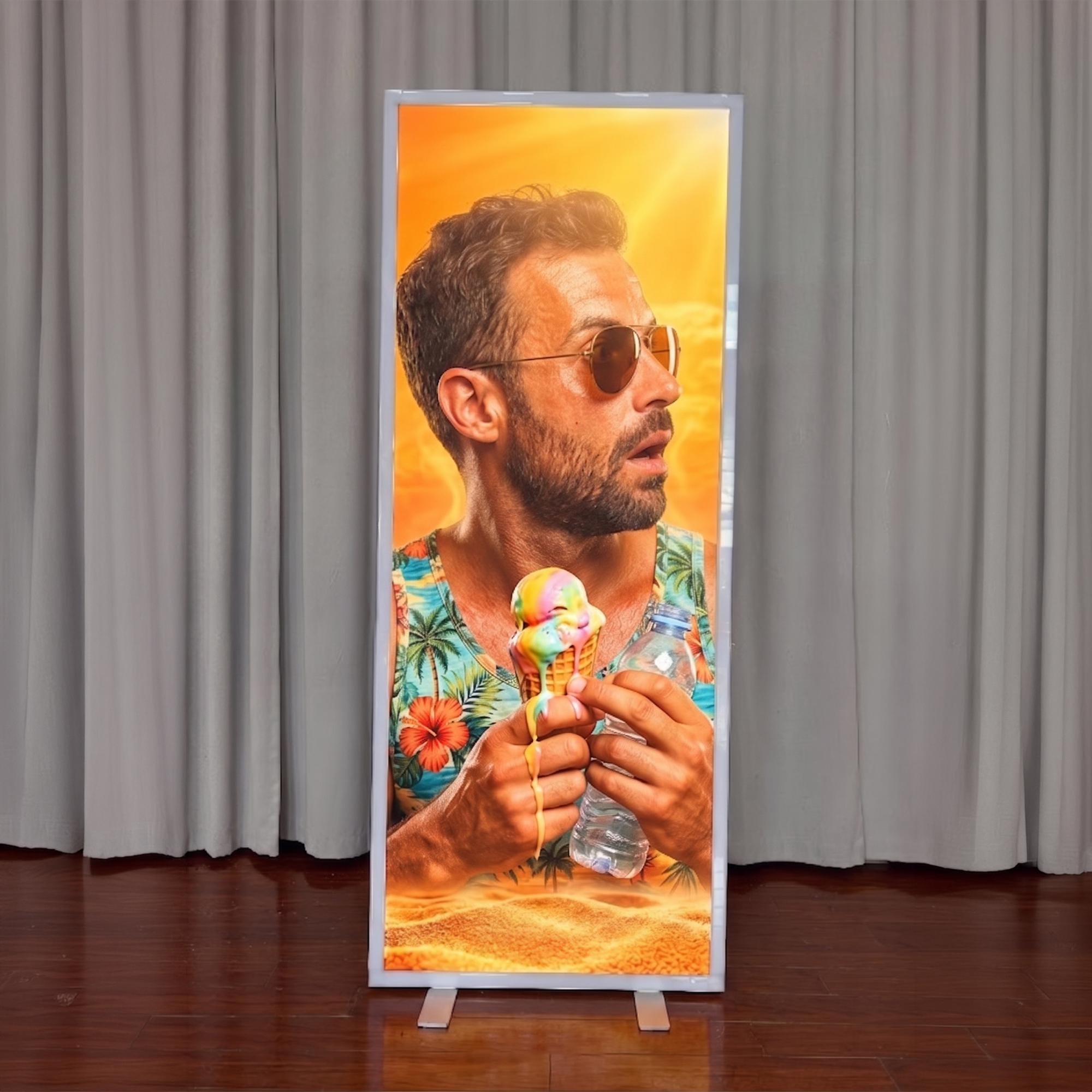 LED Lighted Backdrop Display Floor Stand, Portable Trade Show Lightbox Wall, Custom Illuminated Banner