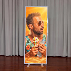 LED Lighted Backdrop Display Floor Stand, Portable Trade Show Lightbox Wall, Custom Illuminated Banner