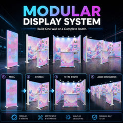 Modular SEG Lightbox Wall Frameless LED, Tension Fabric Trade Show Booth Display, Portable Backlight